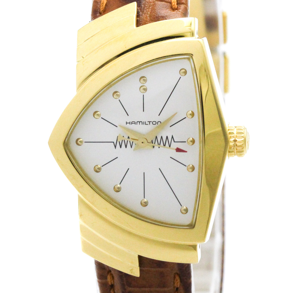 HAMILTON Ventura Gold Plated Leather Quartz Ladies Watch H24101511
